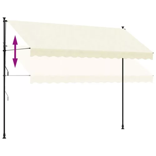  krémszínű szövet és acél feltekerhető napellenző 350 x 150 cm