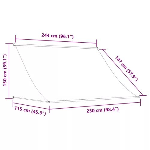  antracit szövet és acél feltekerhető napellenző 250 x 150 cm