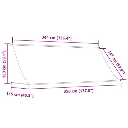 antracit szövet és acél feltekerhető napellenző 350 x 150 cm