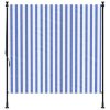  kék és fehér szövet és acél kültéri roló 150 x 270 cm
