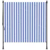  kék és fehér szövet és acél kültéri roló 200 x 270 cm