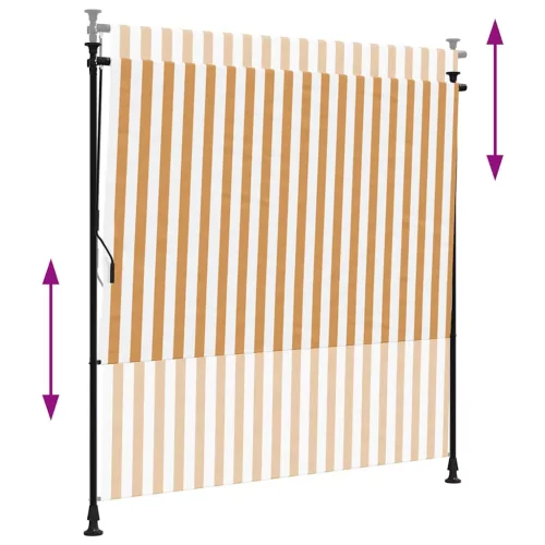  narancssárga és fehér szövet és acél kültéri roló 200 x 270 cm