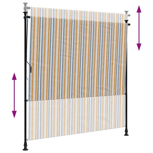  sárga és fehér szövet és acél kültéri roló 200 x 270 cm