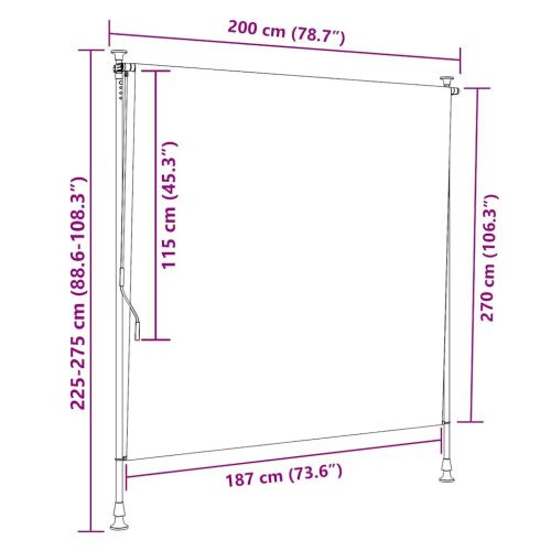  sárga és fehér szövet és acél kültéri roló 200 x 270 cm