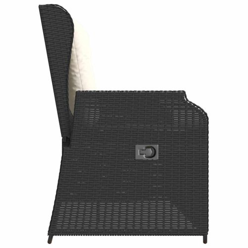  fekete polyrattan dönthető kerti pad párnával