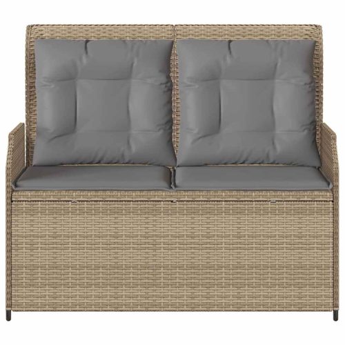  bézs polyrattan dönthető kerti pad párnával