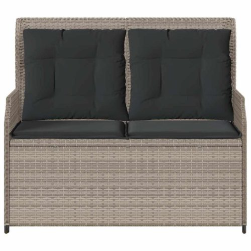  világosszürke polyrattan dönthető kerti pad párnával