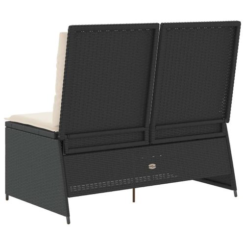  fekete polyrattan dönthető kerti pad párnával