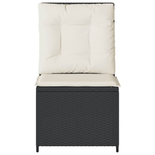  fekete polyrattan dönthető kerti kanapé párnákkal