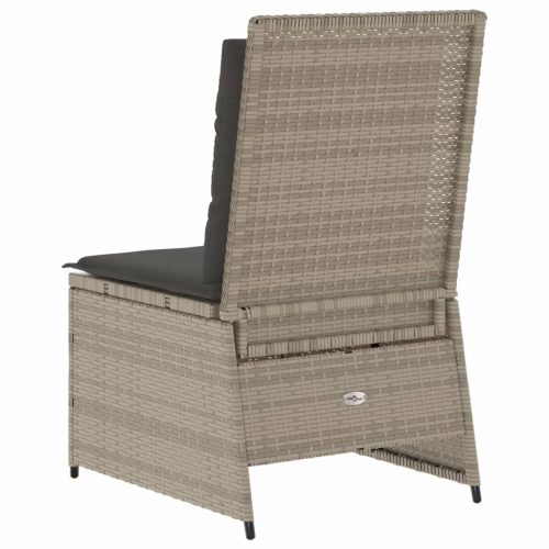  világosszürke polyrattan dönthető kerti kanapé párnákkal