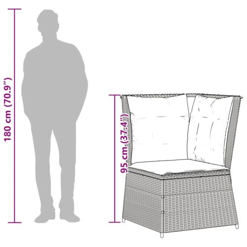  barna polyrattan kerti sarokkanapé párnákkal