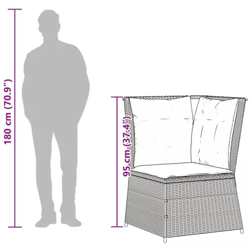  szürke polyrattan kerti sarokkanapé párnával