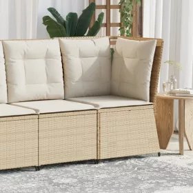  bézs polyrattan kerti sarokkanapé párnával