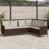  barna polyrattan L-alakú kerti kanapé párnákkal