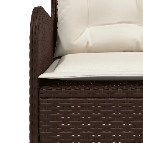  barna polyrattan L-alakú kerti kanapé párnákkal