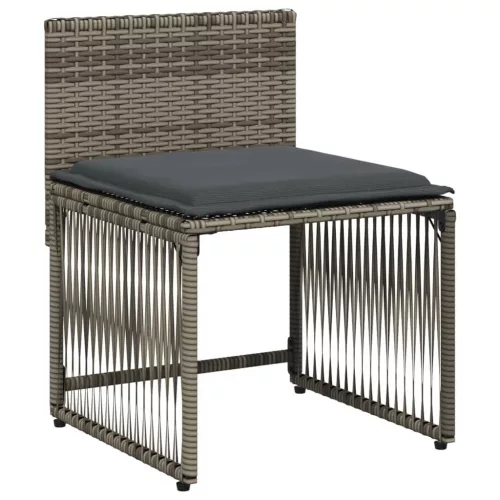  7 részes szürke polyrattan kerti étkezőgarnitúra párnával