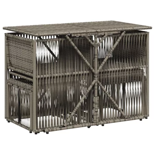  7 részes szürke polyrattan kerti étkezőgarnitúra párnával