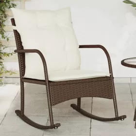  barna polyrattan kerti hintaszék párnákkal