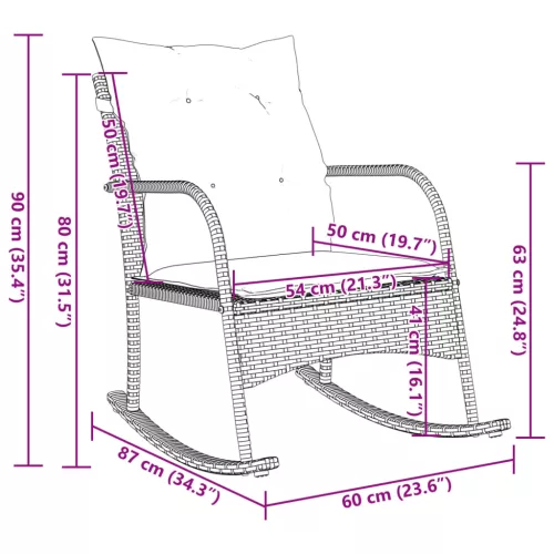  barna polyrattan kerti hintaszék párnákkal