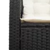  L-alakú fekete polyrattan kerti kanapé asztallal és párnával