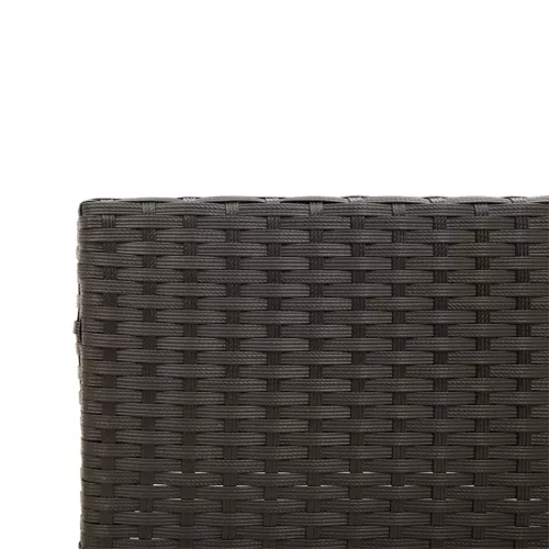  L-alakú fekete polyrattan kerti kanapé asztallal és párnával