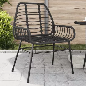  2 db fekete polyrattan kerti szék