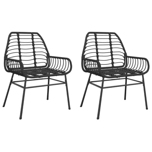  2 db fekete polyrattan kerti szék