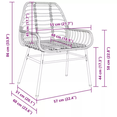  2 db fekete polyrattan kerti szék