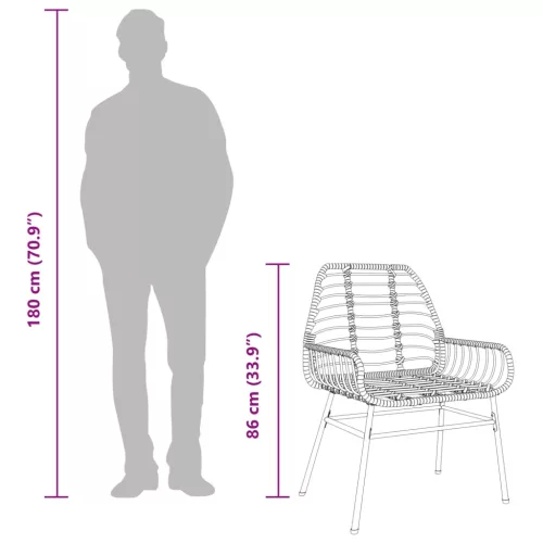  2 db fekete polyrattan kerti szék