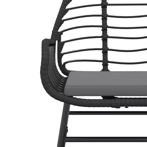  2 db fekete polyrattan kerti szék párnával