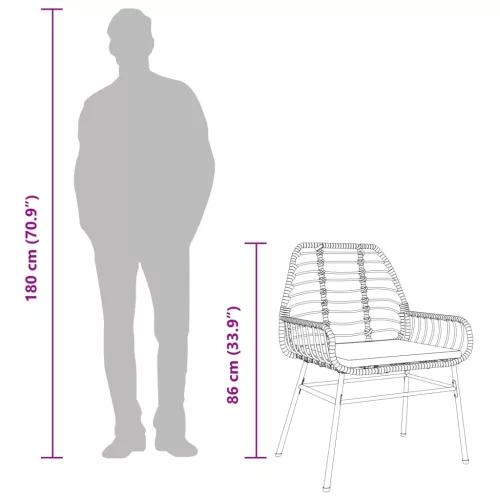  2 db fekete polyrattan kerti szék párnával