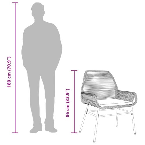  2 db fekete polyrattan kerti szék párnával