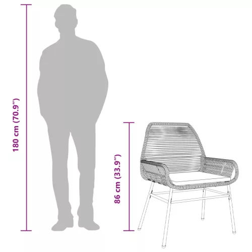  2 db barna polyrattan kerti szék párnákkal