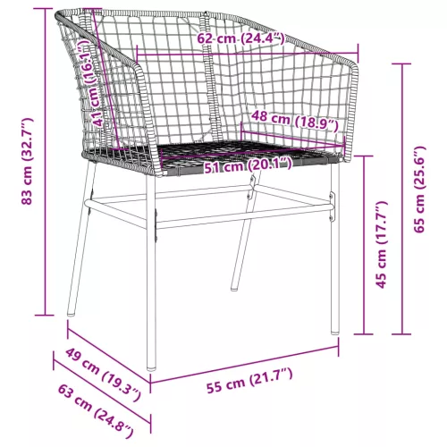 2 db barna polyrattan kerti szék