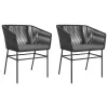  2 db fekete polyrattan kerti szék párnával