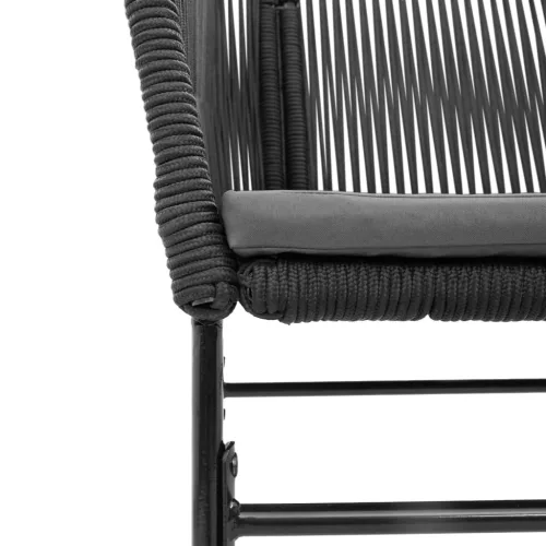  2 db fekete polyrattan kerti szék párnával