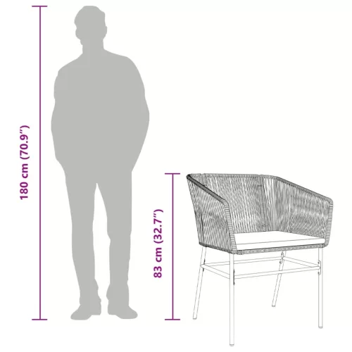  2 db fekete polyrattan kerti szék párnával