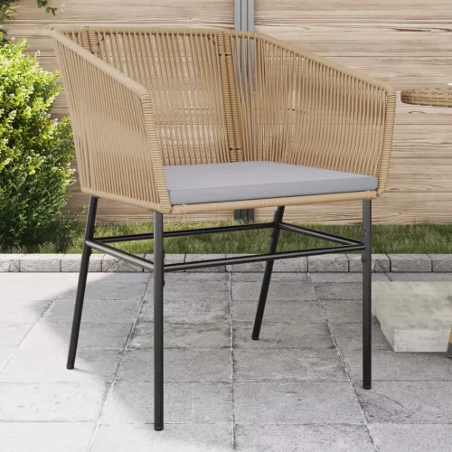  2 db barna polyrattan kerti szék párnákkal
