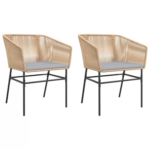  2 db barna polyrattan kerti szék párnákkal
