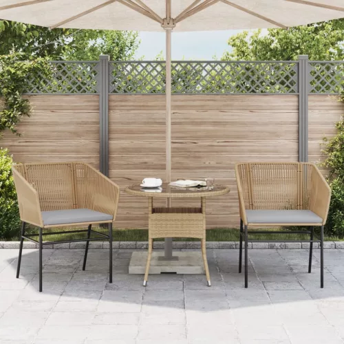  2 db barna polyrattan kerti szék párnákkal
