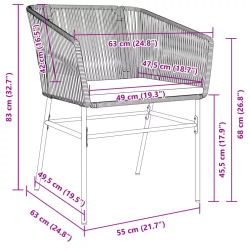  2 db barna polyrattan kerti szék párnákkal