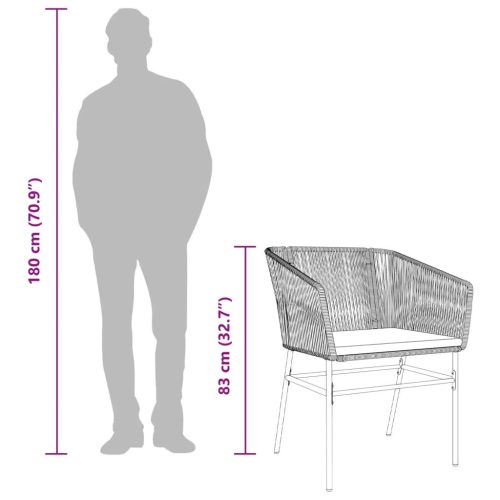  2 db szürke polyrattan kerti szék párnákkal