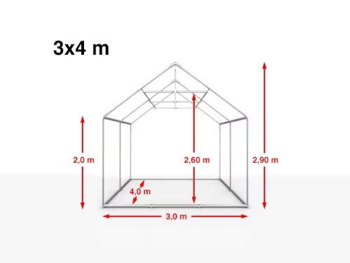TP 3x4m erősített rendezvénysátor, PE 550 - fehér