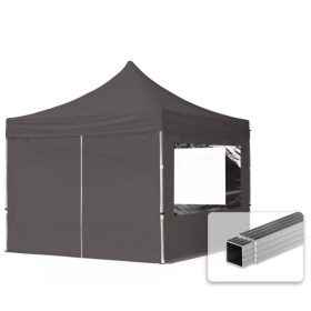   TP 3x3m összecsukható alumínium pavilon, 4 db oldalfallal - sötétszürke
