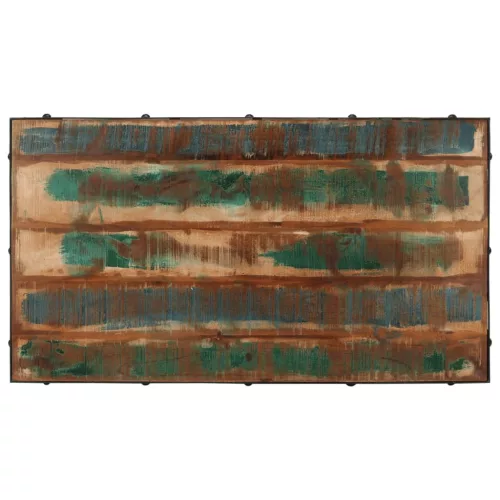  tömör újrahasznosított fa kerekes dohányzóasztal 100x55x26 cm