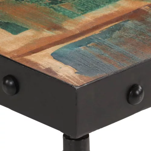  tömör újrahasznosított fa kerekes dohányzóasztal 100x55x26 cm