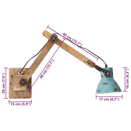  kopott kék fali lámpa 25 W 96 x 15 x 20 cm E27