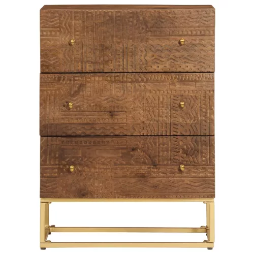  tömör mangófa és vas komód 55 x 30 x 76 cm