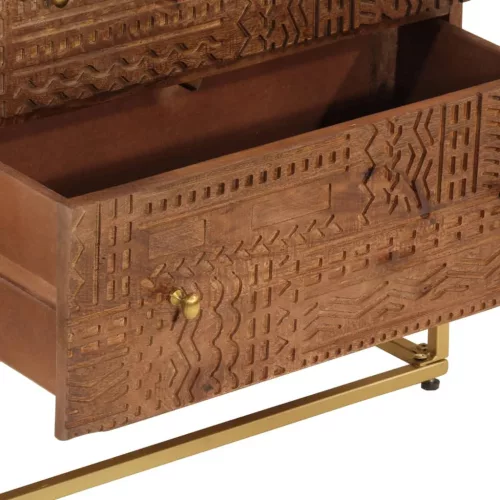  tömör mangófa és vas komód 55 x 30 x 76 cm