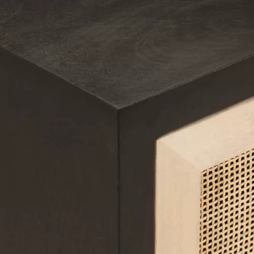  fekete tömör mangófa és vas éjjeliszekrény 40 x 30 x 50 cm